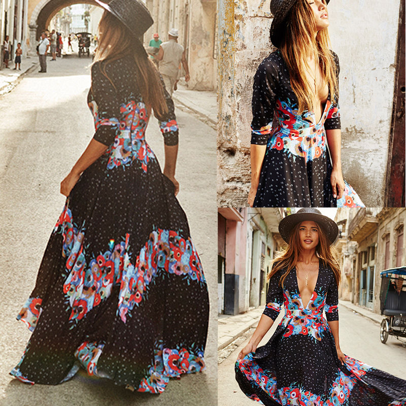Sexy Chiffon Vintage Boho Bohemian Long Midii Sundress