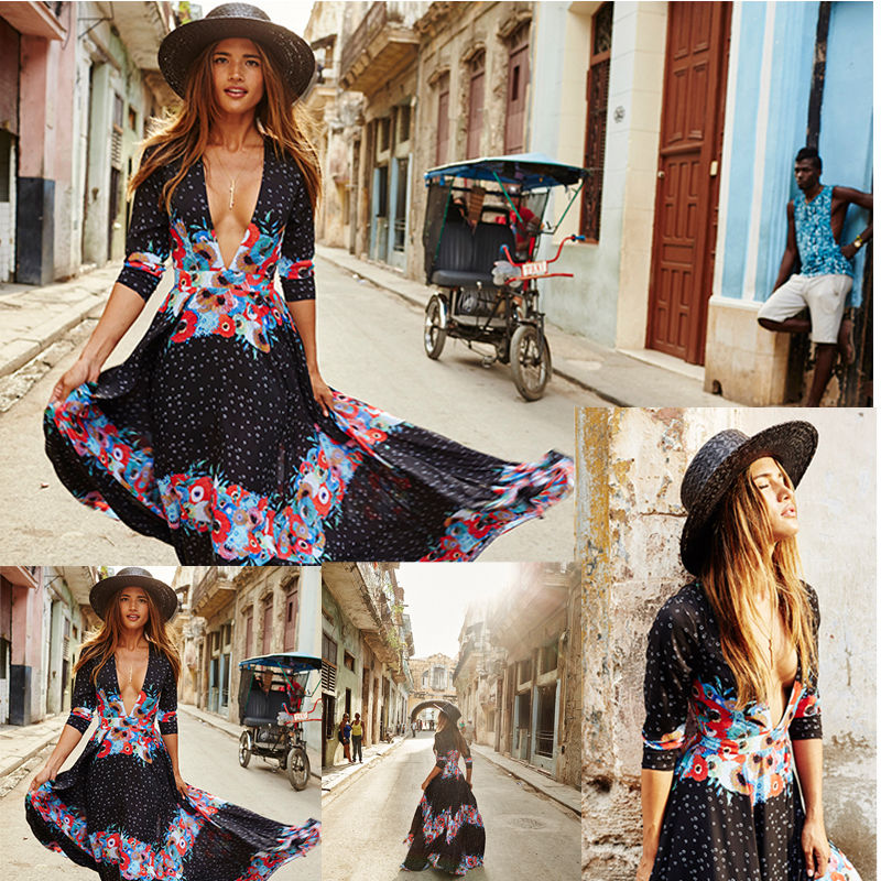 Sexy Chiffon Vintage Boho Bohemian Long Midii Sundress