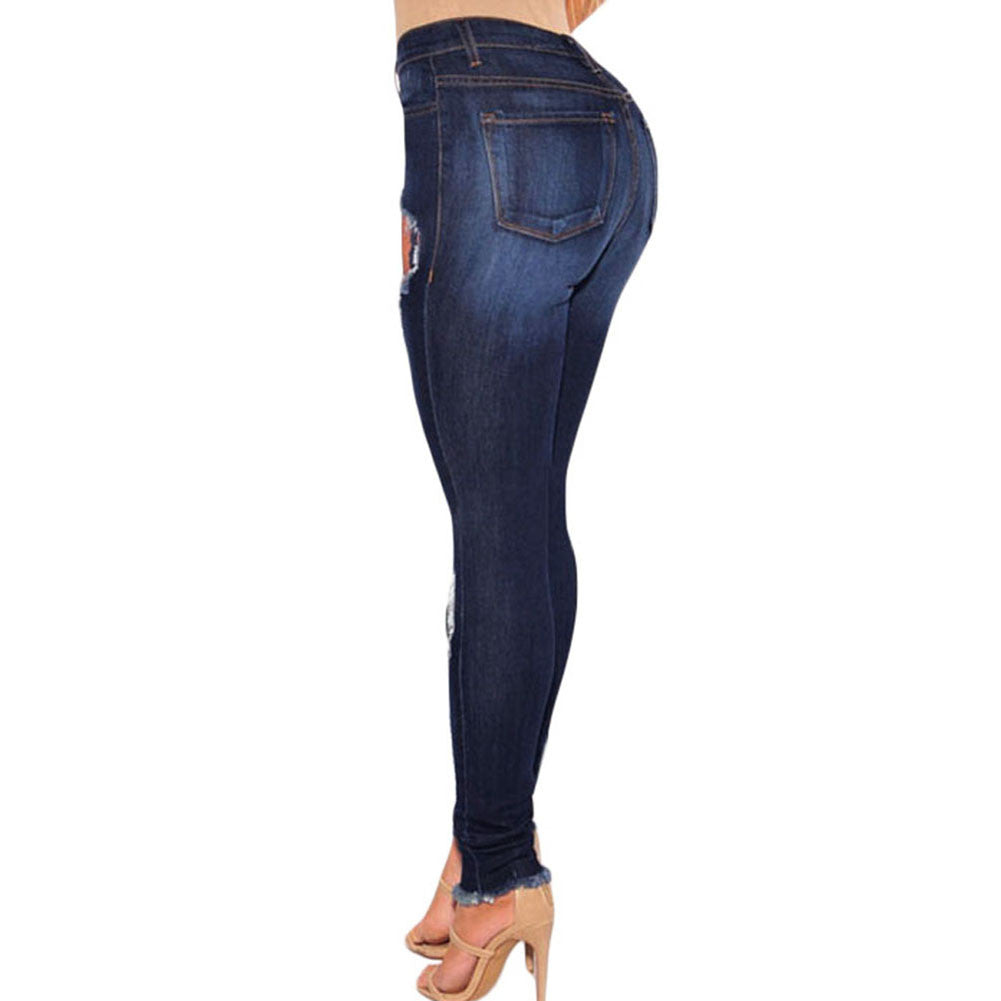 Sexy Denim Destroyed Frayed High Waisted Jeans