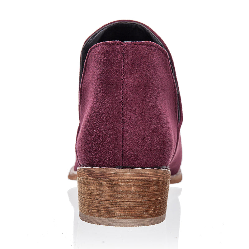 Flock V Shape Pointed Toe Ankle Boots