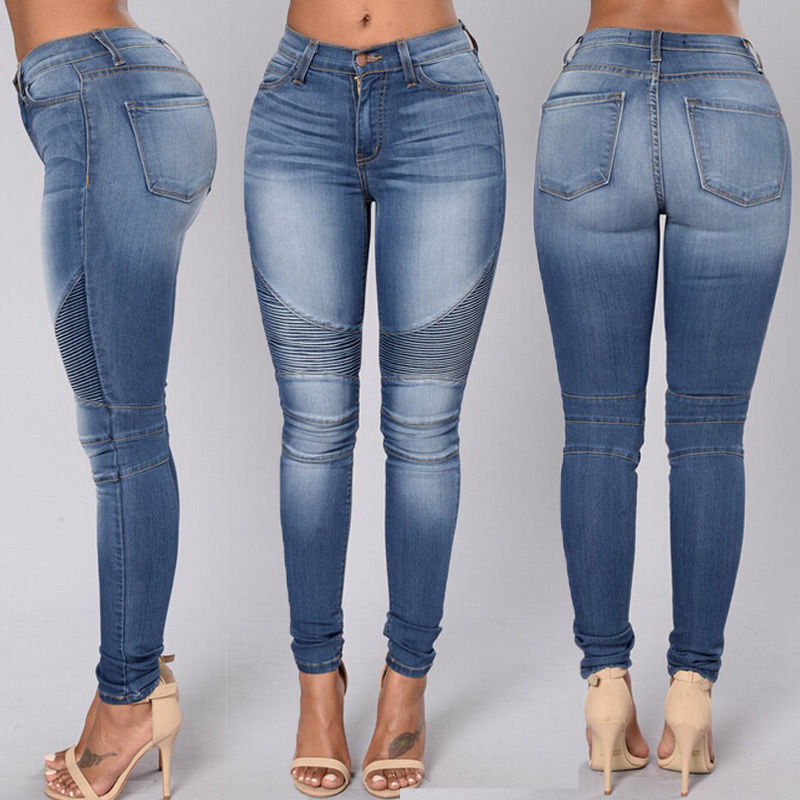 Biker tight Casual Style Ladies pencil jeans