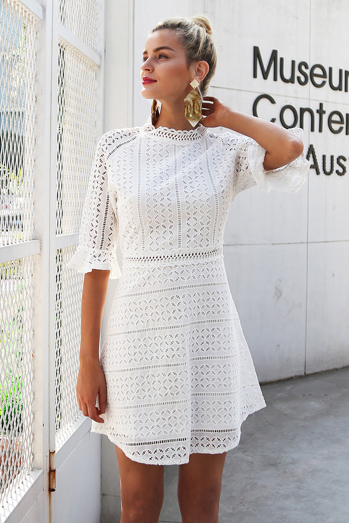 Elegant Vintage hollow out lace dress