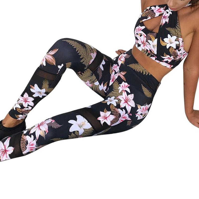 Retro Floral Print High Waist Legging & Bra Athleisure Women Suit / Sportswear / Yoga 2pcs set