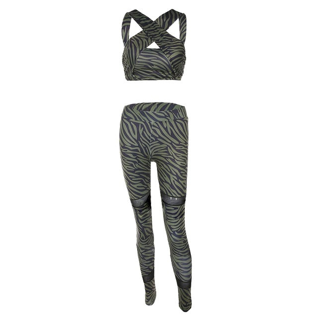 Retro Floral Print High Waist Legging & Bra Athleisure Women Suit / Sportswear / Yoga 2pcs set