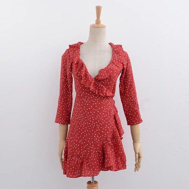 Bohemian beach sexy Ruffle chiffon dress