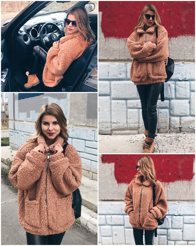 So Cozy Faux lambswool oversized jacket coat