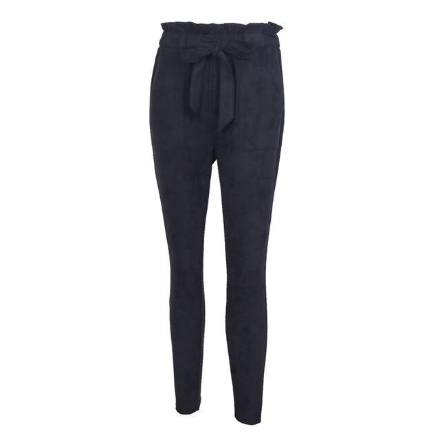 Chic Casual suede high waist pencil pants