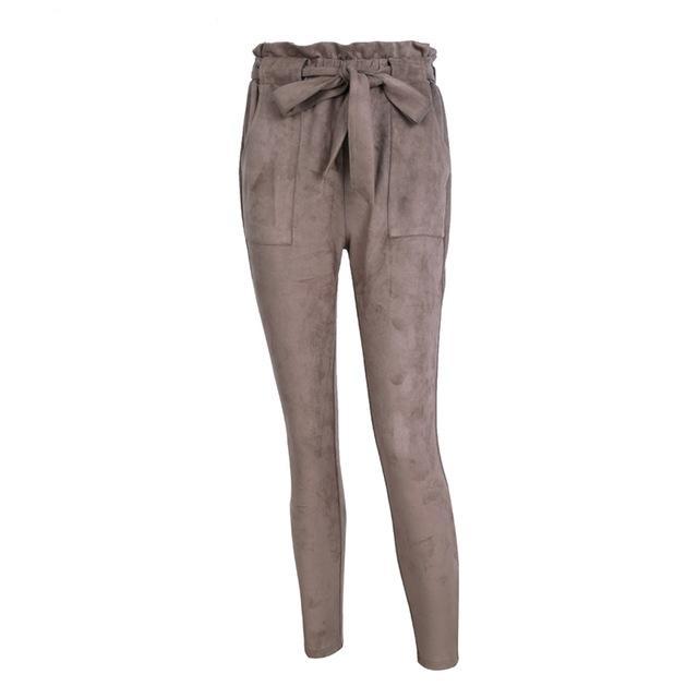 Chic Casual suede high waist pencil pants