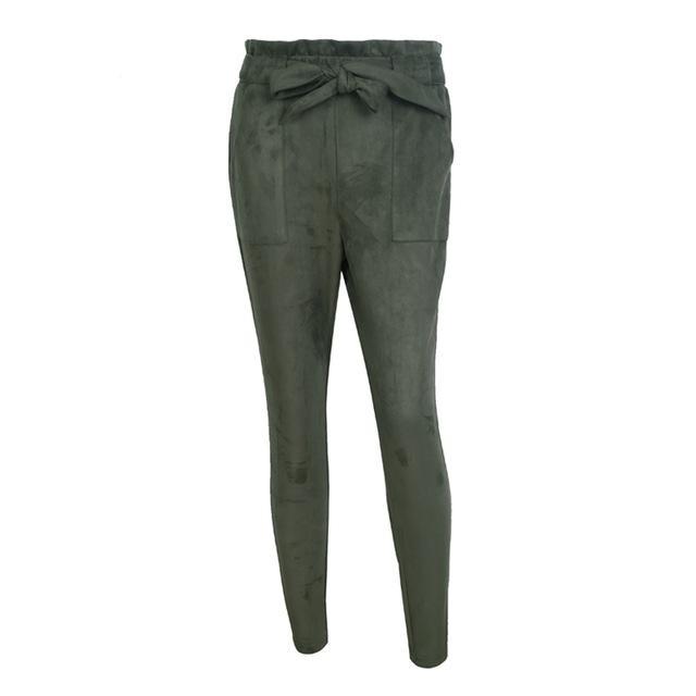 Chic Casual suede high waist pencil pants