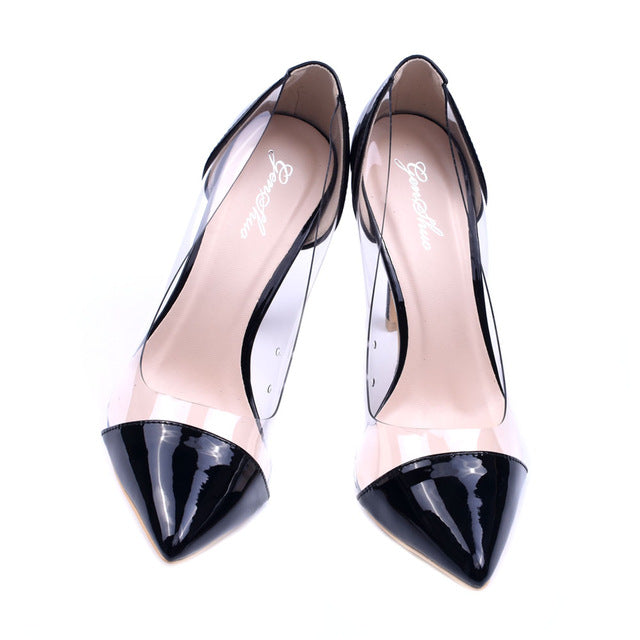 Sexy Pointed Transparent Slip-on Heels
