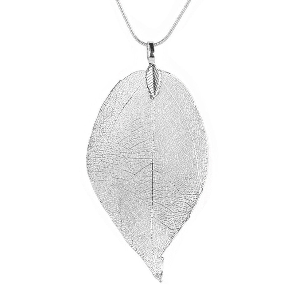 Womens Long Chain Leaf Necklace