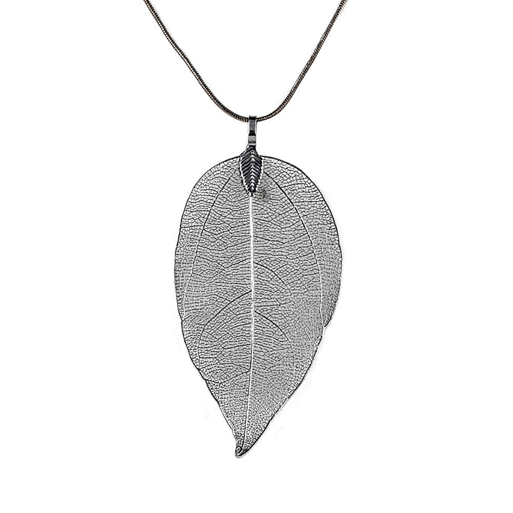 Womens Long Chain Leaf Necklace