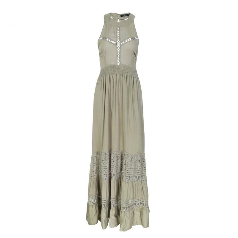Halter hollow out long Spring / Summer dress
