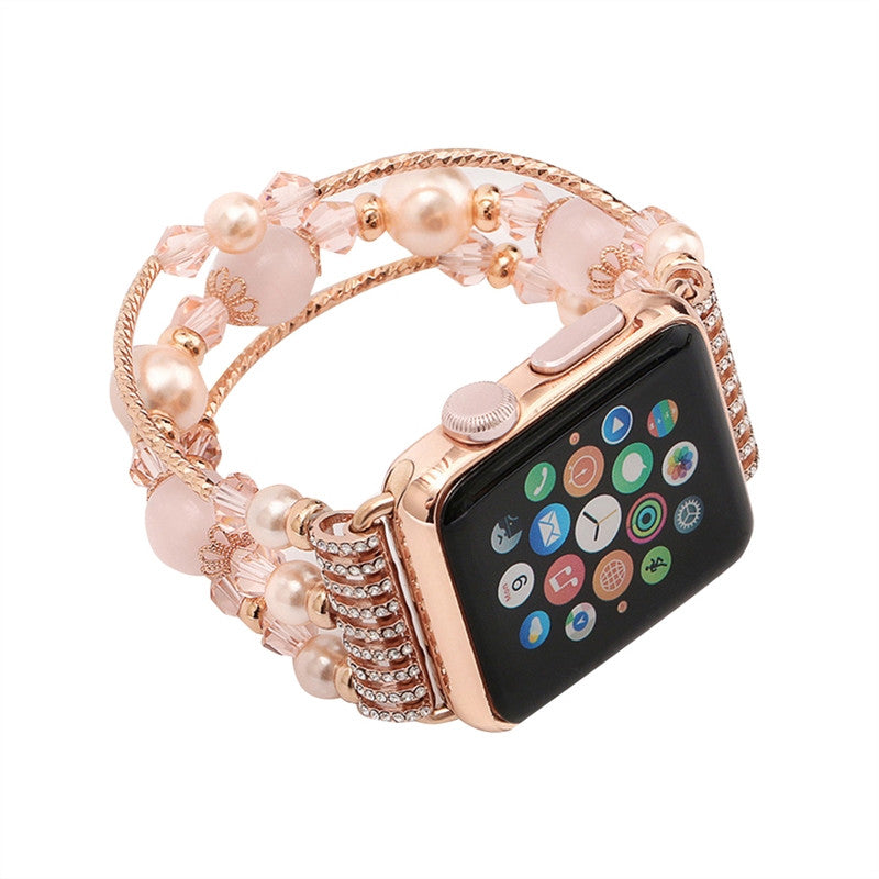 Women Handmade Elastic Stretch Beaded Natural Stone Bracelet for Apple Watch