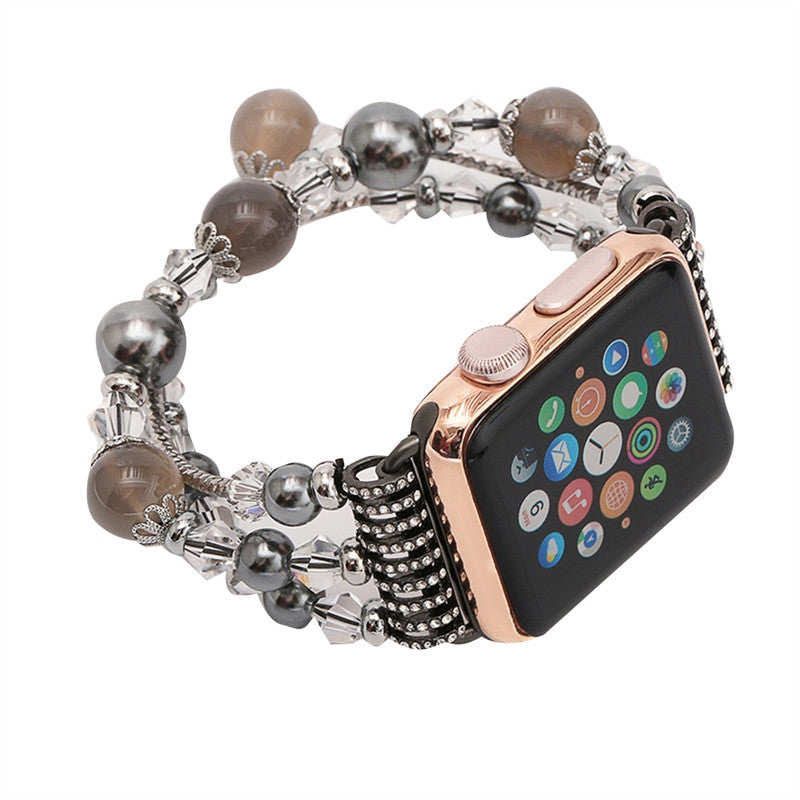Women Handmade Elastic Stretch Beaded Natural Stone Bracelet for Apple Watch