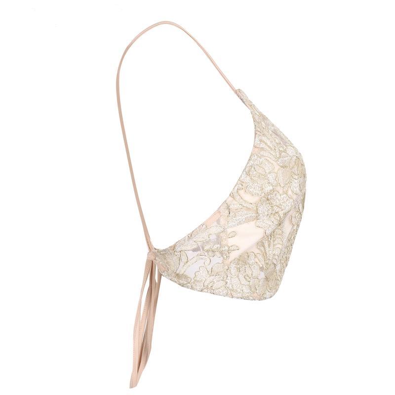 Elegant backless embroidery lace crop top