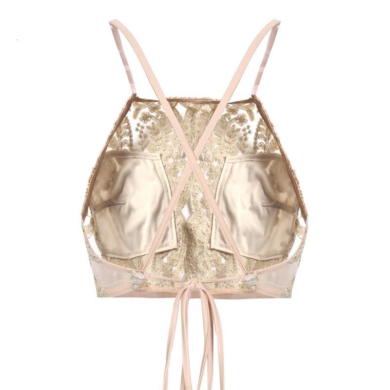 Elegant backless embroidery lace crop top