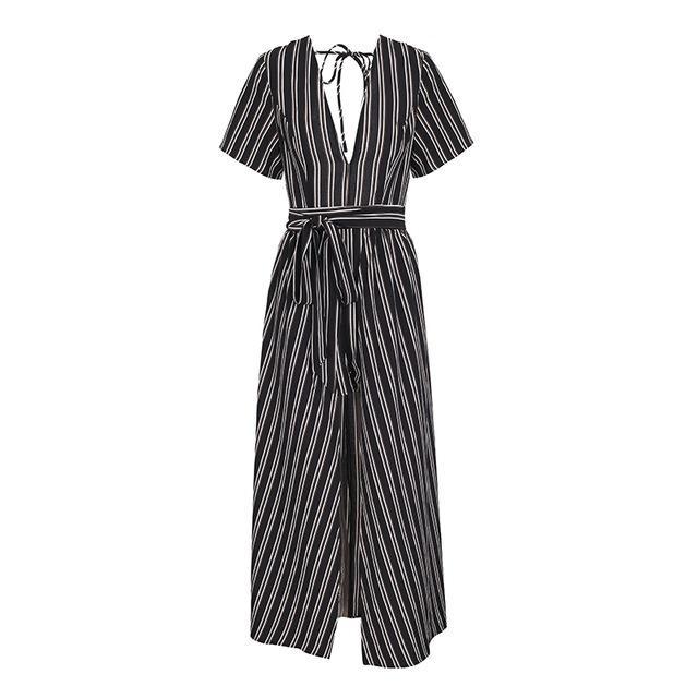 boho Backless jumpsuit with waist tie