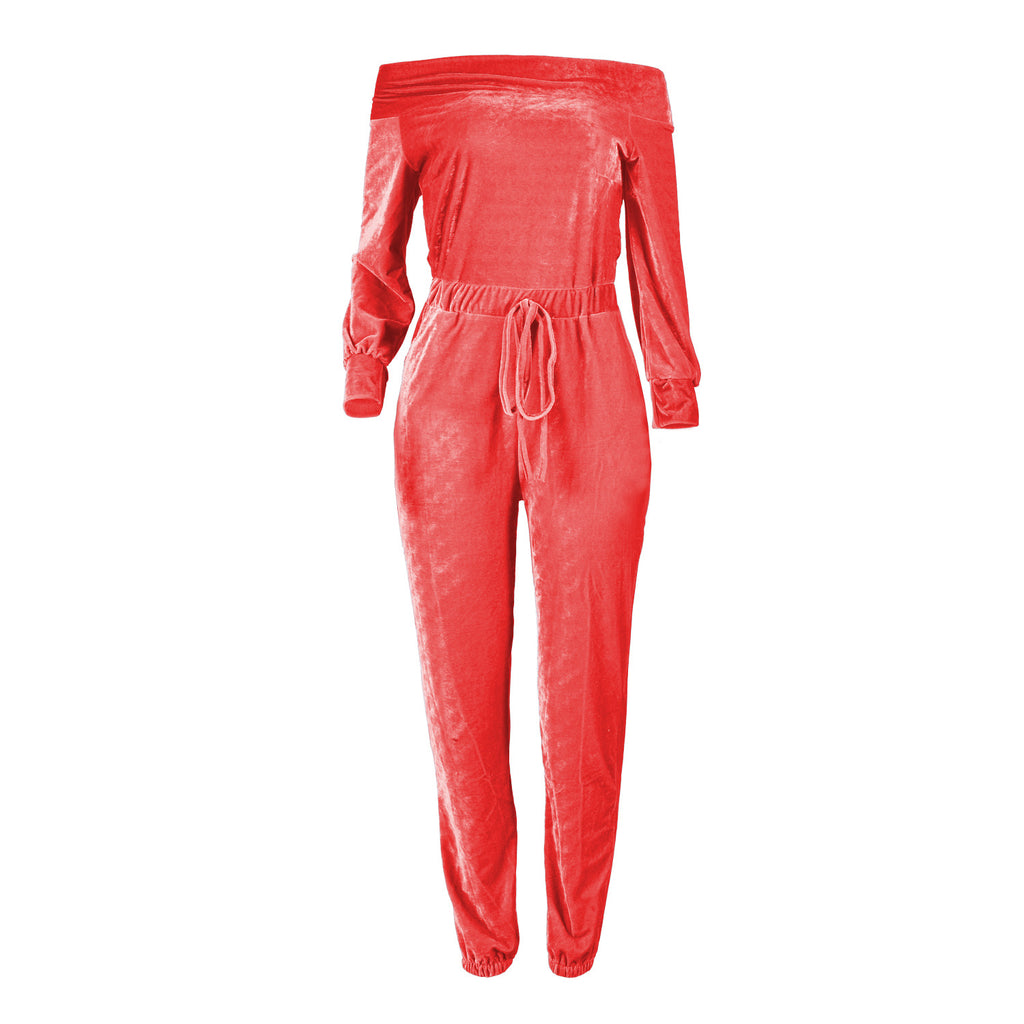 Sexy Womens Velvet Nightclub Style Jumpsuit