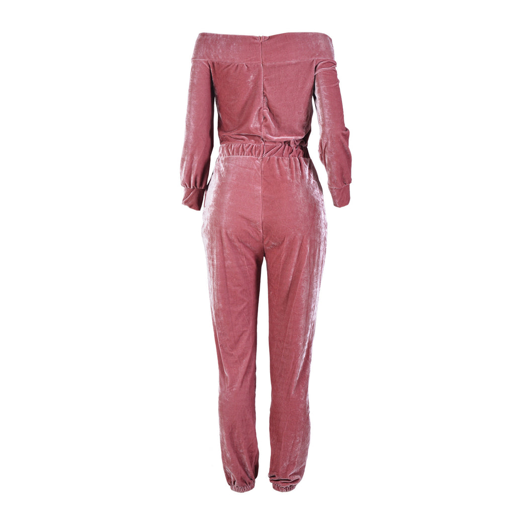 Sexy Womens Velvet Nightclub Style Jumpsuit