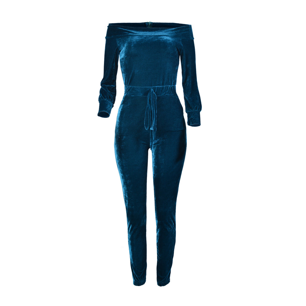 Sexy Womens Velvet Nightclub Style Jumpsuit