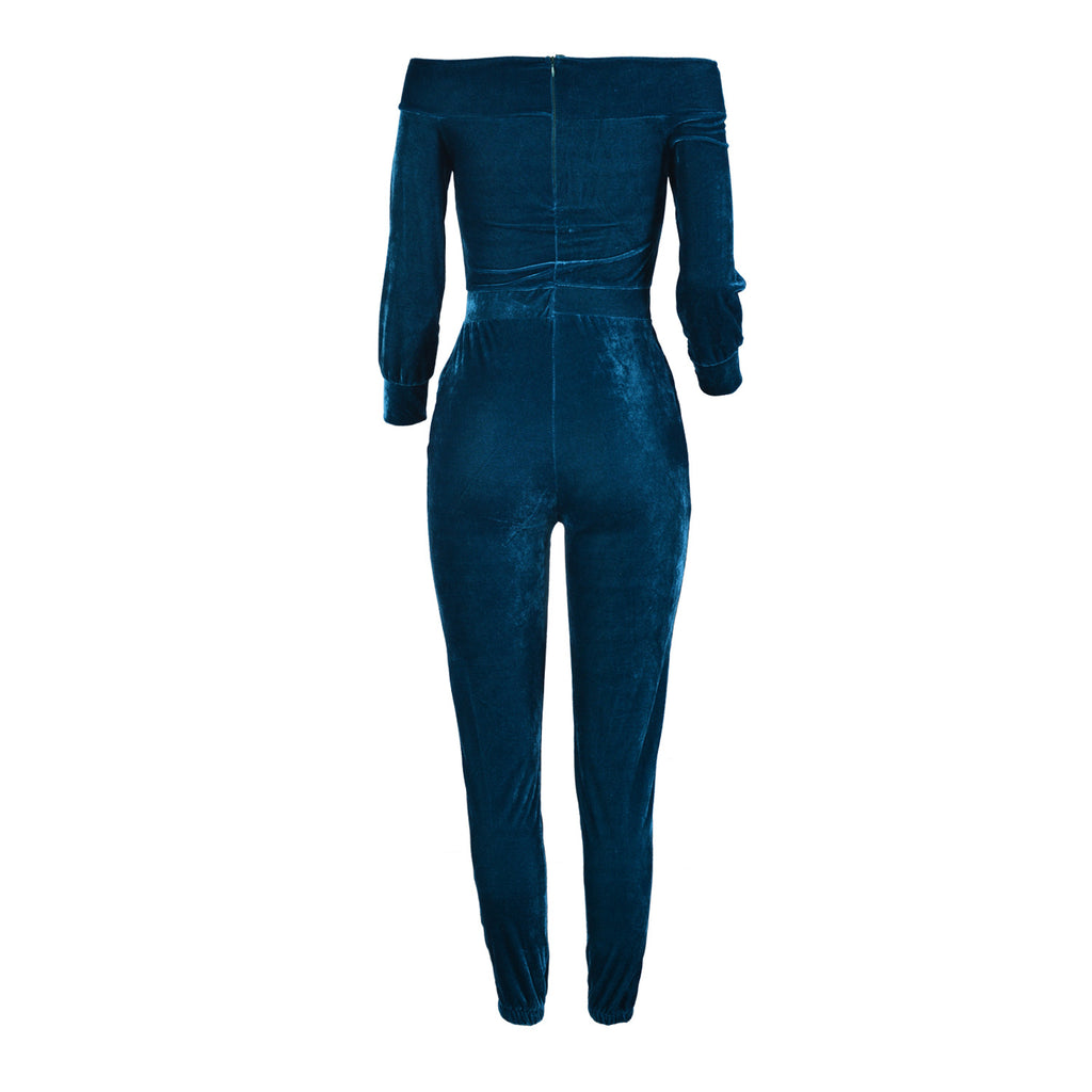 Sexy Womens Velvet Nightclub Style Jumpsuit
