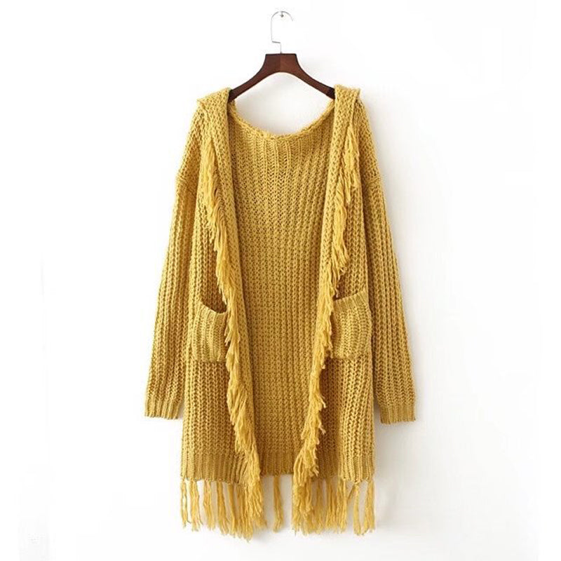 Long Yellow Knit Duster Cardigain