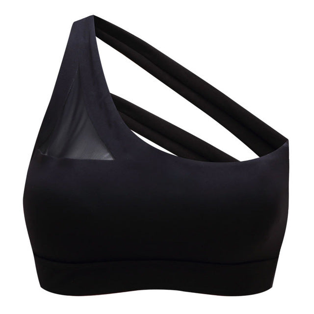 Oblique One Shoulder Strap Women's Exercise fitness Sports Bra