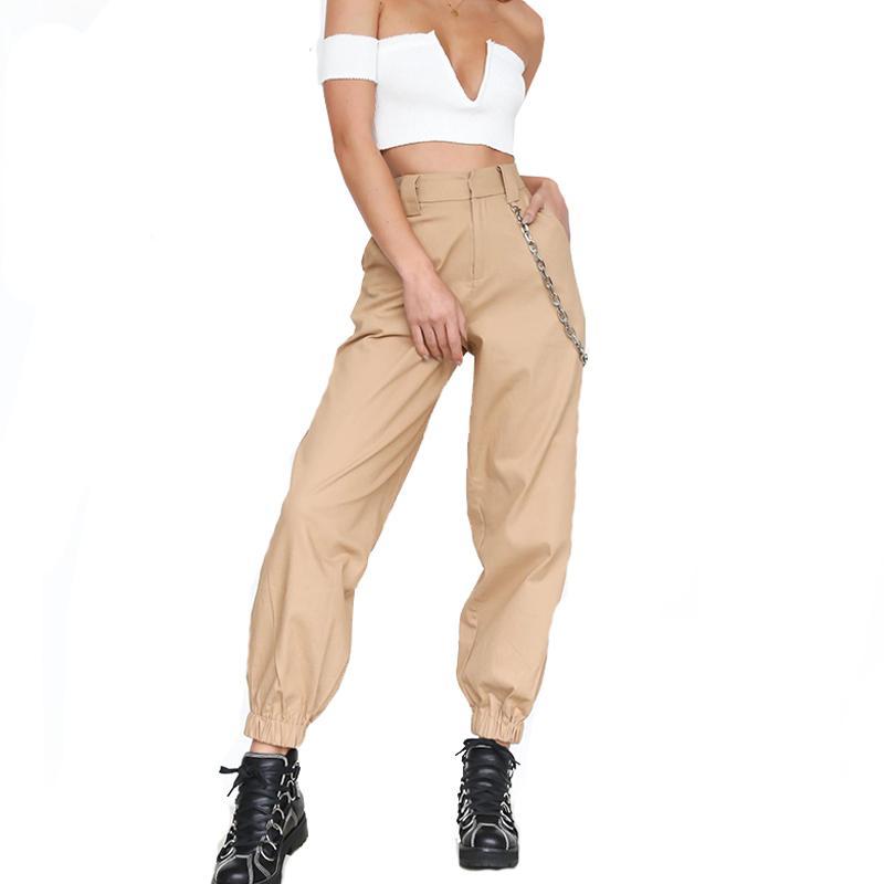 High waist casual Army military cargo pants
