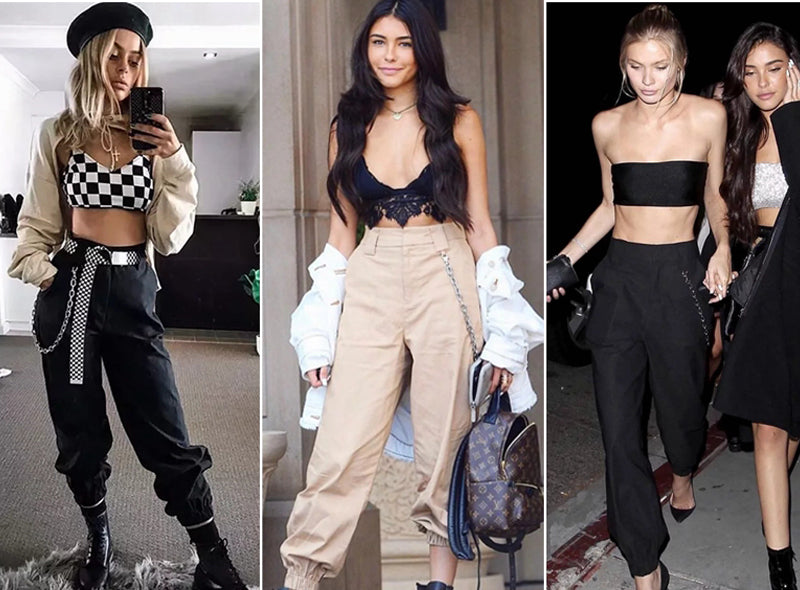 High waist casual Army military cargo pants