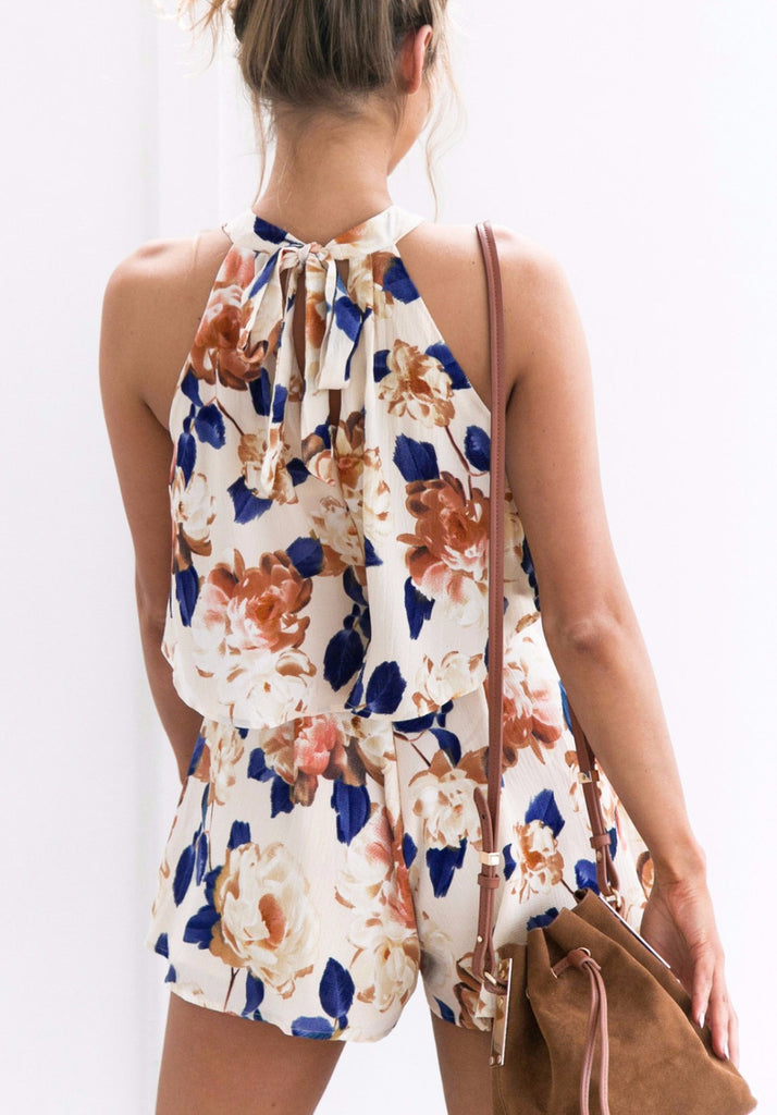 Two piece Floral Bohemian Beach Casual Playsuit