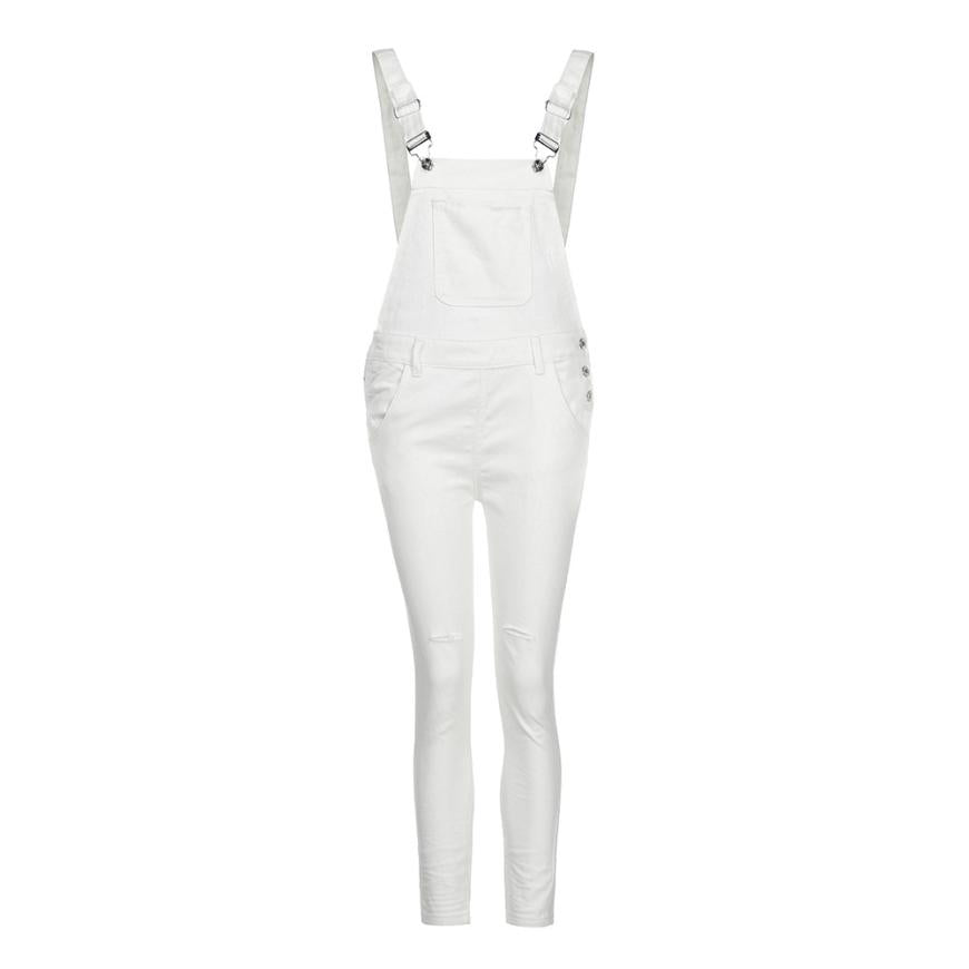 Jumpsuit Denim Pants Overalls White