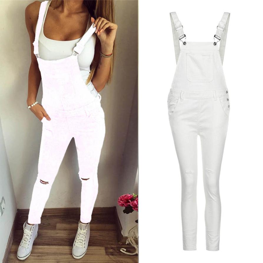 Jumpsuit Denim Pants Overalls White