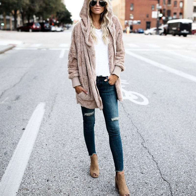 Womens winter streetwear fleece jacket