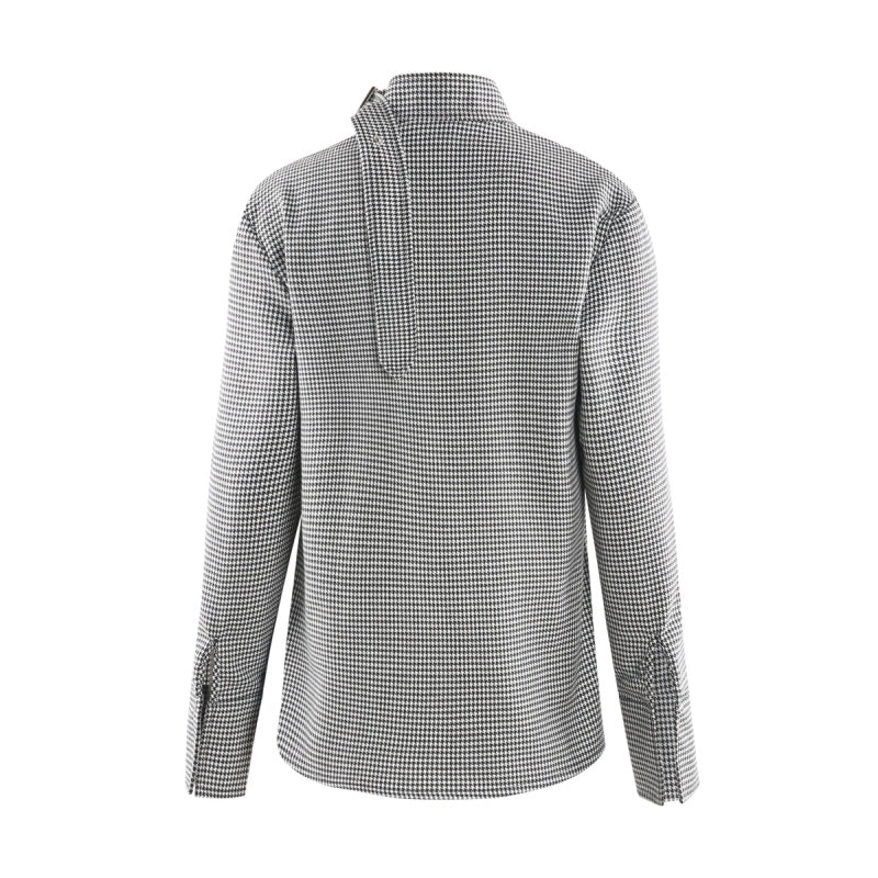 off the shoulder casual cotton Fashionable long sleeve plaid shirt