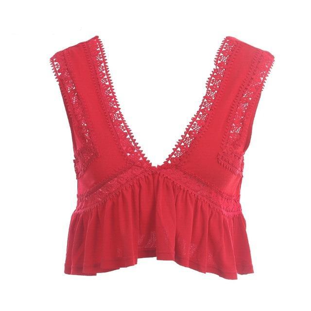 Sexy Ruffle Chiffon womens crop top