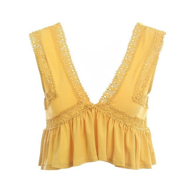 Sexy Ruffle Chiffon womens crop top