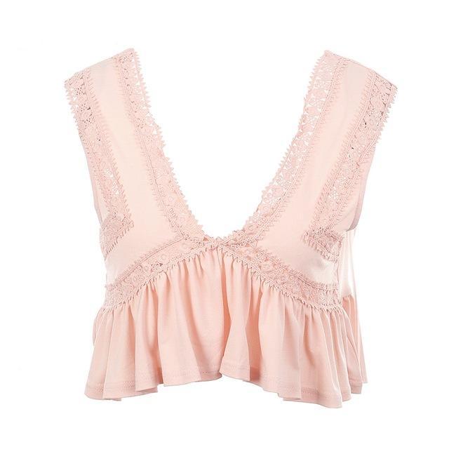 Sexy Ruffle Chiffon womens crop top
