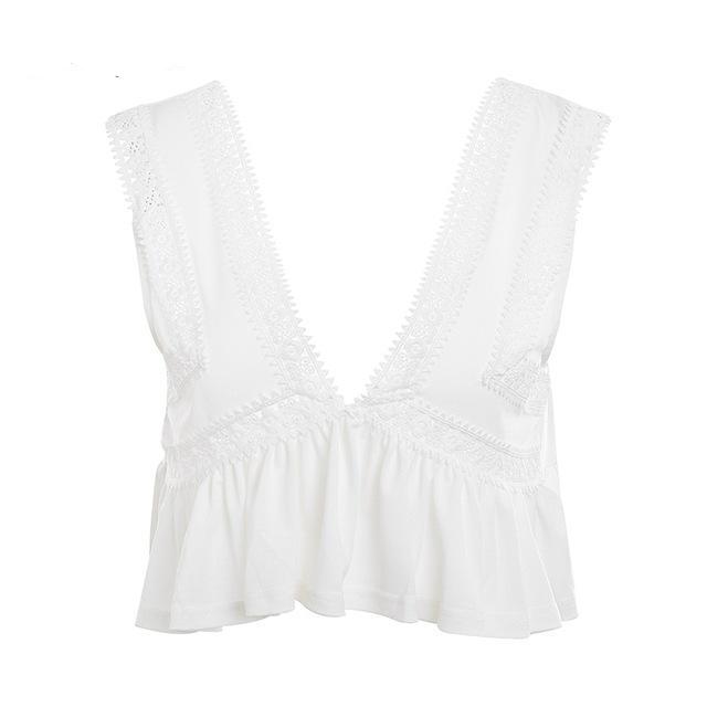 Sexy Ruffle Chiffon womens crop top