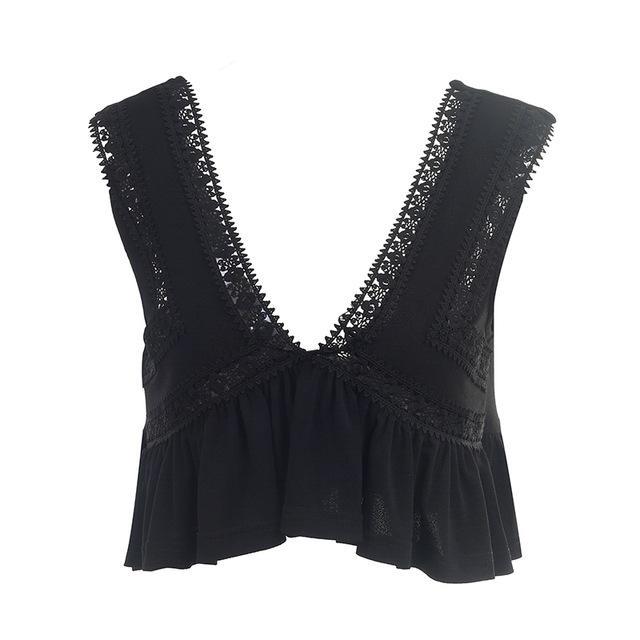 Sexy Ruffle Chiffon womens crop top