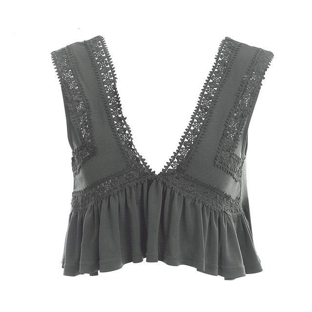 Sexy Ruffle Chiffon womens crop top