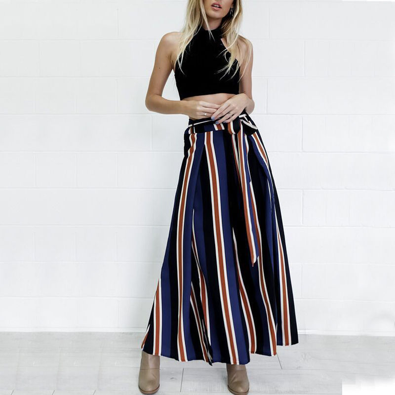 Striped Wide Leg High waist loose fitting Pants