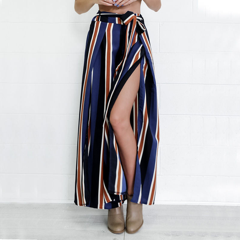 Striped Wide Leg High waist loose fitting Pants