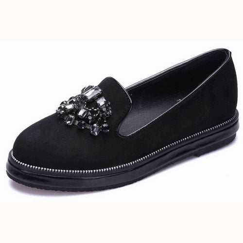Fashionable Rhinestone Luxury Leather Nubuck Platform shoes