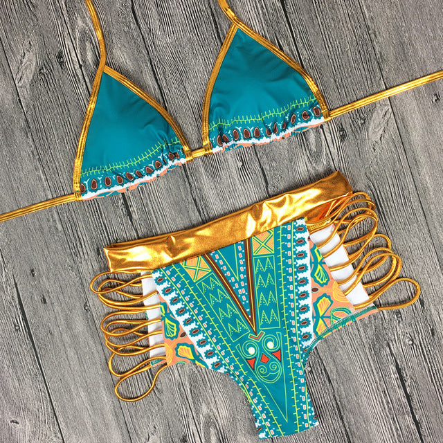 Bikini african / brazilian High waist swimwear Set