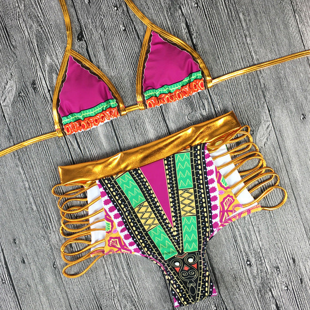 Bikini african / brazilian High waist swimwear Set