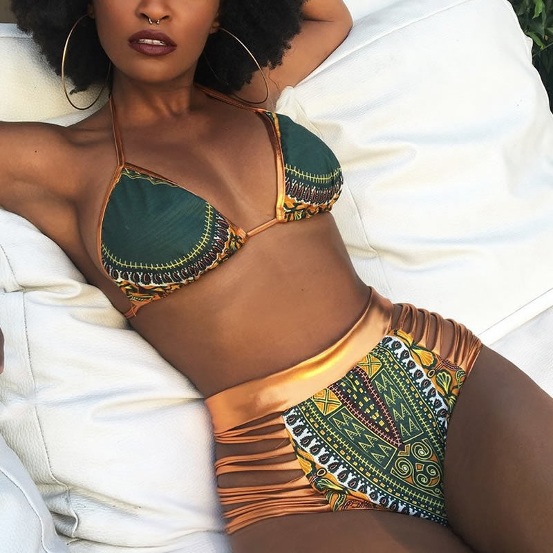 Bikini african / brazilian High waist swimwear Set
