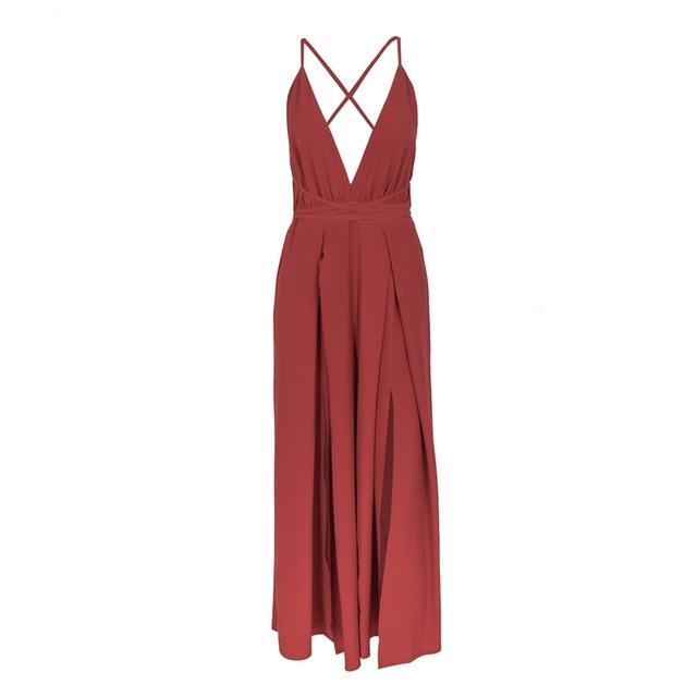 Board Walk Spring v neck backless Floral jumpsuit