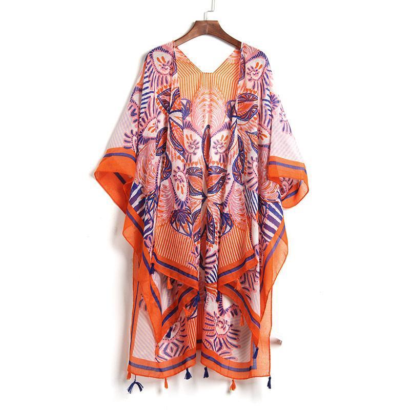 Long Cardigan reddish / orange Swim Cover Up