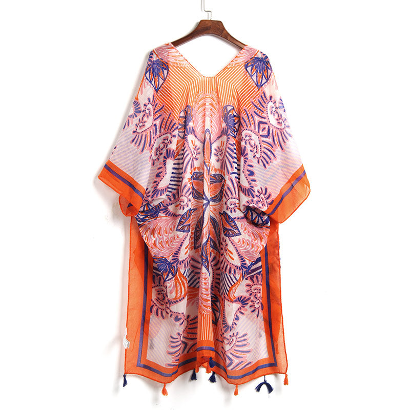 Long Cardigan reddish / orange Swim Cover Up